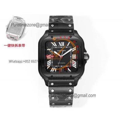 Santos WSSA0039 Large Model 39.8 M9015 Automatic Mens Watch Best Edition THBF DLC All Black Dial SmartLink SS Bracelet