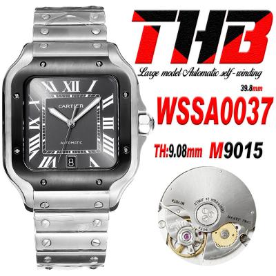 Santos WSSA0037 Large Model 39.8 M9015 Automatic Mens Watch Best Edition THBF Gray Dial SmartLink SS Bracelet CHS