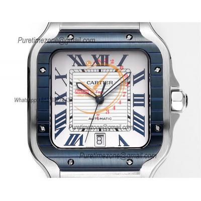 Santos WSSA0047 Large Model 39.8 M9015 Automatic Mens Watch Best Edition THBF PVD Blue White Dial SmartLink SS Bracelet