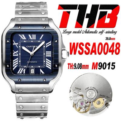 Santos WSSA0048 Large Model 39.8 M9015 Automatic Mens Watch Best Edition THBF PVD All Blue Dial SmartLink SS Bracelet