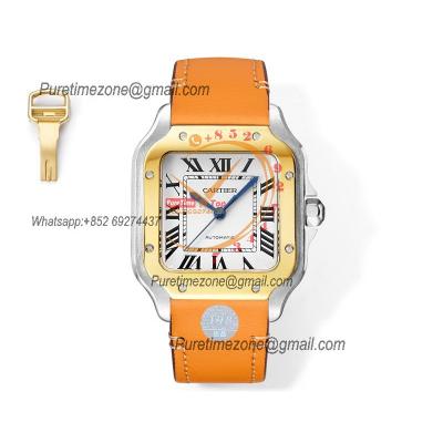 Santos W2SA0016 Medium Model 35.1mm M9015 Automatic Womens Watch Best Edition THBF YG White Dial Leather  Ladies