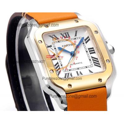 Santos W2SA0016 Medium Model 35.1mm M9015 Automatic Womens Watch Best Edition THBF YG White Dial Leather  Ladies