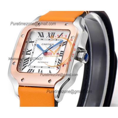 Santos W2SA0016 Medium Model 35.1mm M9015 Automatic Womens Watch Best Edition THBF RG White Dial Leather Ladies