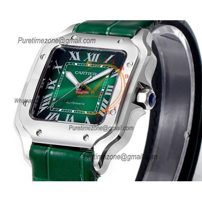 Santos WSSA0061 Medium Model 35.1mm M9015 Automatic Womens Watch Best Edition THBF Green Dial Leather Ladies