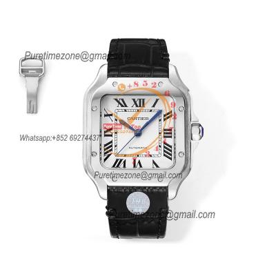 Santos WSSA0029 Medium Model 35.1mm M9015 Automatic Womens Watch Best Edition THBF White Dial Leather Ladies