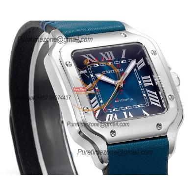 Santos WSSA0029 Medium Model 35.1mm M9015 Automatic Womens Watch Best Edition THBF Blue Dial Leather Ladies