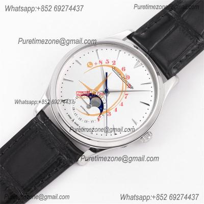 Master Ultra Thin Q1368420 A925 Automatic Mens Watch Moon Phase Date Best Edition GF 39 Steel Silver Dial Leather CHS