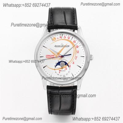 Master Ultra Thin Q1368420 A925 Automatic Mens Watch Moon Phase Date Best Edition GF 39 Steel Silver Dial Leather CHS