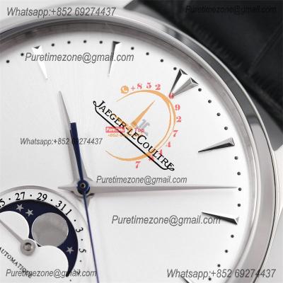 Master Ultra Thin Q1368420 A925 Automatic Mens Watch Moon Phase Date Best Edition GF 39 Steel Silver Dial Leather CHS