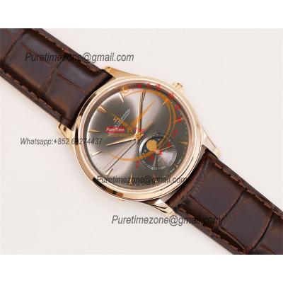 Master Ultra Thin Q136255J A925 Automatic Mens Watch Moon Phase Date Best Edition GF 39 RG Gray Dial Leather CHS