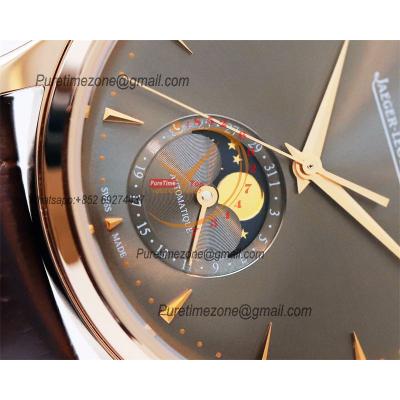 Master Ultra Thin Q136255J A925 Automatic Mens Watch Moon Phase Date Best Edition GF 39 RG Gray Dial Leather CHS