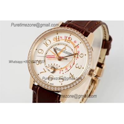 Rendez-Vous Night & Day Q3442430 A898 Automatic Womens Watch Best Edition APSF 34 RG Diamonds Bezel Silver Dial Leather