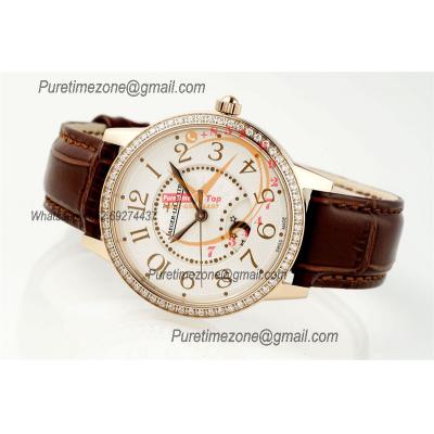 Rendez-Vous Night & Day Q3442430 A898 Automatic Womens Watch Best Edition APSF 34 RG Diamonds Bezel Silver Dial Leather