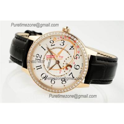 Rendez-Vous Night & Day Q3442430 A898 Automatic Womens Watch Best Edition APSF 34 RG Diamonds Bezel Silver Dial Leather