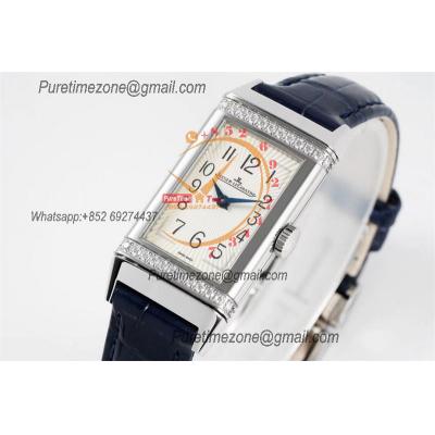 Reverso One Mono face Q3288420 Swiss Quartz Womens Watch Best Edition IMF SS Diamonds Bezel Silver Dial Leather