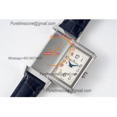 Reverso One Mono face Q3288420 Swiss Quartz Womens Watch Best Edition IMF SS Diamonds Bezel Silver Dial Leather