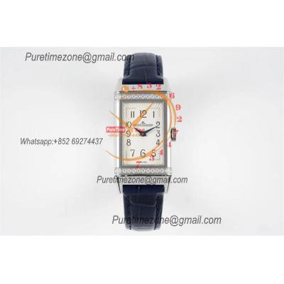 Reverso One Mono face Q3288420 Swiss Quartz Womens Watch Best Edition IMF SS Diamonds Bezel Silver Dial Leather