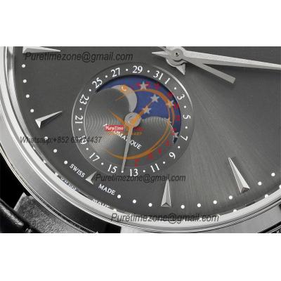 Master Ultra Thin Q1363540 A925 Automatic Mens Watch Moon Phase Date Best Edition IMF 39 Steel Gray Dial Leather CHS