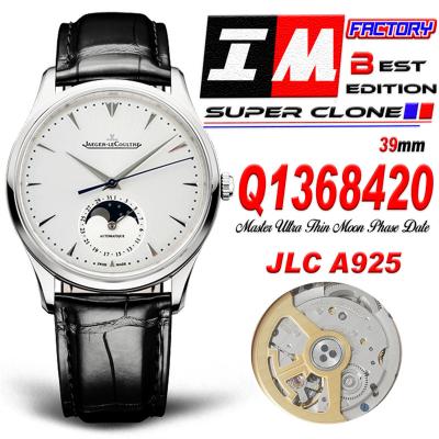 Master Ultra Thin Q1368420 A925 Automatic Mens Watch Moon Phase Date Best Edition IMF 39 Steel Silver Dial Leather CHS