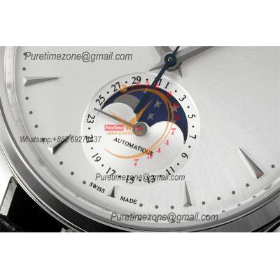 Master Ultra Thin Q1368420 A925 Automatic Mens Watch Moon Phase Date Best Edition IMF 39 Steel Silver Dial Leather CHS