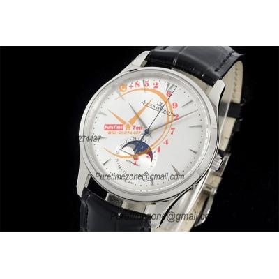 Master Ultra Thin Q1368420 A925 Automatic Mens Watch Moon Phase Date Best Edition IMF 39 Steel Silver Dial Leather CHS