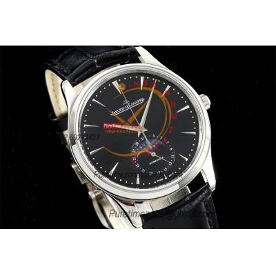 Master Ultra Thin Q1368470 A925 Automatic Mens Watch Moon Phase Date Best Edition IMF 39 Steel Black Dial Leather CHS