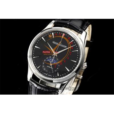 Master Ultra Thin Q1368470 A925 Automatic Mens Watch Moon Phase Date Best Edition IMF 39 Steel Black Dial Leather CHS