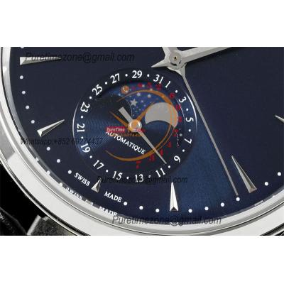 Master Ultra Thin Q1368470 A925 Automatic Mens Watch Moon Phase Date Best Edition IMF 39 Steel Blue Dial Leather CHS