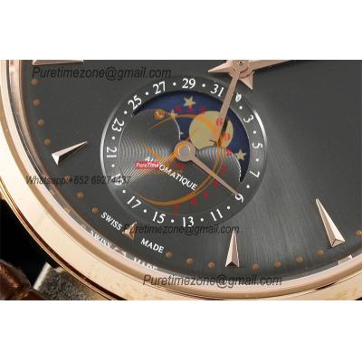 Master Ultra Thin Q136255J A925 Automatic Mens Watch Moon Phase Date Best Edition IMF 39 RG Gray Dial Leather CHS