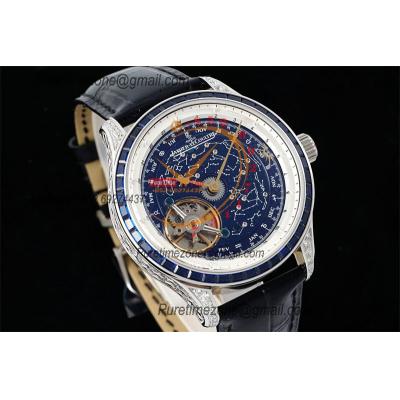 Master Grande Tradition Mechanical Hand Winding Mens Watch  Best Edition RMF 43 Diamonds Bezel Revolves Dial LeatherCHS