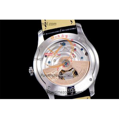 Master Ultra Thin Real Tourbillon 1662451 Mechanical Hand Winding Mens Watch Best Edition RXF 42 SS Silver Dial Leather