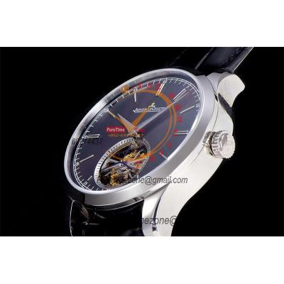 Master Ultra Thin Real Tourbillon 1662451 Mechanical Hand Winding Mens Watch Best Edition RXF 42 SS Gray Dial Leather