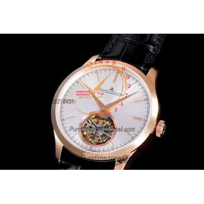 Master Ultra Thin Real Tourbillon 1662451 Mechanical Hand Winding Mens Watch Best Edition RXF 42 RG Silver Dial Leather