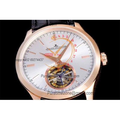 Master Ultra Thin Real Tourbillon 1662451 Mechanical Hand Winding Mens Watch Best Edition RXF 42 RG Silver Dial Leather