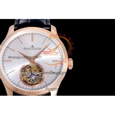 Master Ultra Thin Real Tourbillon 1662451 Mechanical Hand Winding Mens Watch Best Edition RXF 42 RG Silver Dial Leather