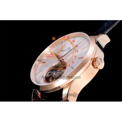 Master Ultra Thin Real Tourbillon 1662451 Mechanical Hand Winding Mens Watch Best Edition RXF 42 RG Silver Dial Leather