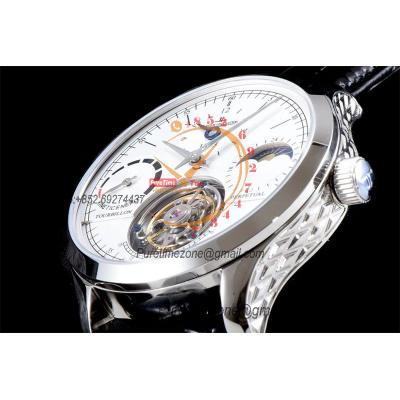 Master Grande Tradition Real Tourbillon Mechanical Hand Winding Mens Watch Moon Phase Best Edition RXF 42 SS White Dial