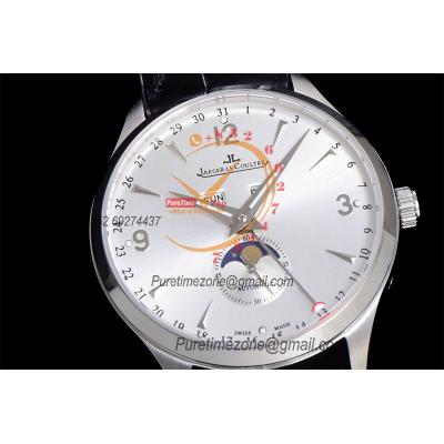 Master Calendar Q1558420 A866 Automatic Mens Watch Moon Phase Best Edition TWF 39 SS Silver Dial Leather CHS