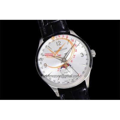 Master Calendar Q1558420 A866 Automatic Mens Watch Moon Phase Best Edition TWF 39 SS Silver Dial Leather CHS