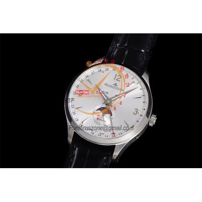 Master Calendar Q1558420 A866 Automatic Mens Watch Moon Phase Best Edition TWF 39 SS Silver Dial Leather CHS