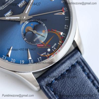 Master Calendar Q1558423 A866 Automatic Mens Watch Moon Phase Best Edition TWF 39 SS Blue Dial Leather CHS