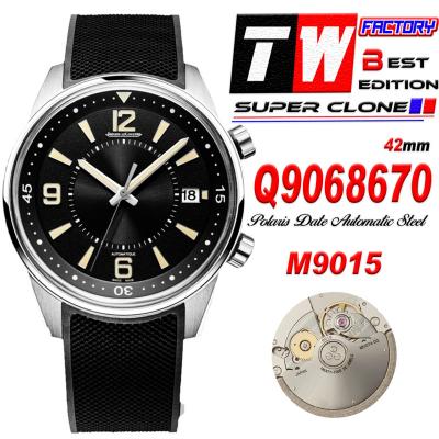 Polaris Date Q9068670 M9015 Automatic Mens Watch Best Edition TWF 42 SS Black Dial Rubber CHS