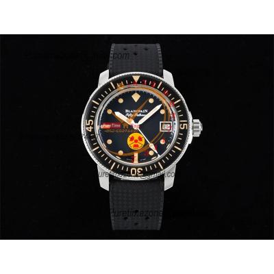 Fifty Fathoms 5008E Barakuda A1151 Automatic Mens Watch Best Edition GSF 40mm Black Dial Rubber Strap CHS