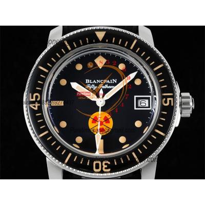 Fifty Fathoms 5008E Barakuda A1151 Automatic Mens Watch Best Edition GSF 40mm Black Dial Rubber Strap CHS