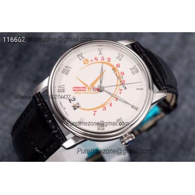 Villeret Grande Date 6669-1127-55B A6950 Automatic Mens Watch Best Edition HGF 40mm SS White Dial Leahter CHS