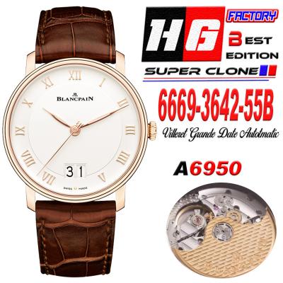 Villeret Grande Date 6669-3642-55B A6950 Automatic Mens Watch Best Edition HGF 40mm RG White Dial Leahter CHS