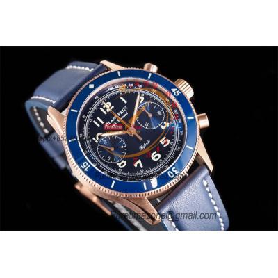 Air Command  AC02-36B40-63B F388B Automatic Chronograph Mens Watch Best Edition ITF 42.5 RG Blue Dial Leather Strap CHS