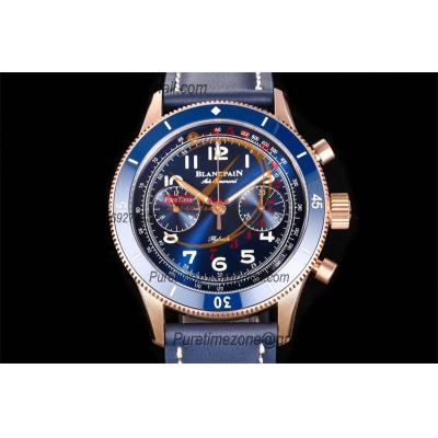 Air Command  AC02-36B40-63B F388B Automatic Chronograph Mens Watch Best Edition ITF 42.5 RG Blue Dial Leather Strap CHS