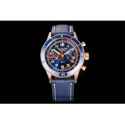 Air Command  AC02-36B40-63B F388B Automatic Chronograph Mens Watch Best Edition ITF 42.5 RG Blue Dial Leather Strap CHS