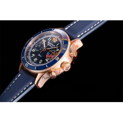 Air Command  AC02-36B40-63B F388B Automatic Chronograph Mens Watch Best Edition ITF 42.5 RG Blue Dial Leather Strap CHS